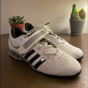 RARE Adidas AdiPower Weightlifting Shoes White Black  M25733 Mens Size 10.5